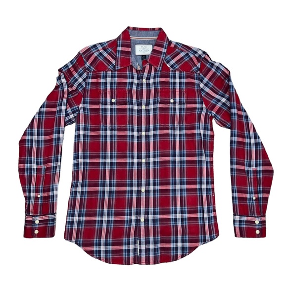 Flag & Anthem Plaid Vintage Washed Long Sleeve Button Up Shirt Men’s Size Small - Picture 1 of 3